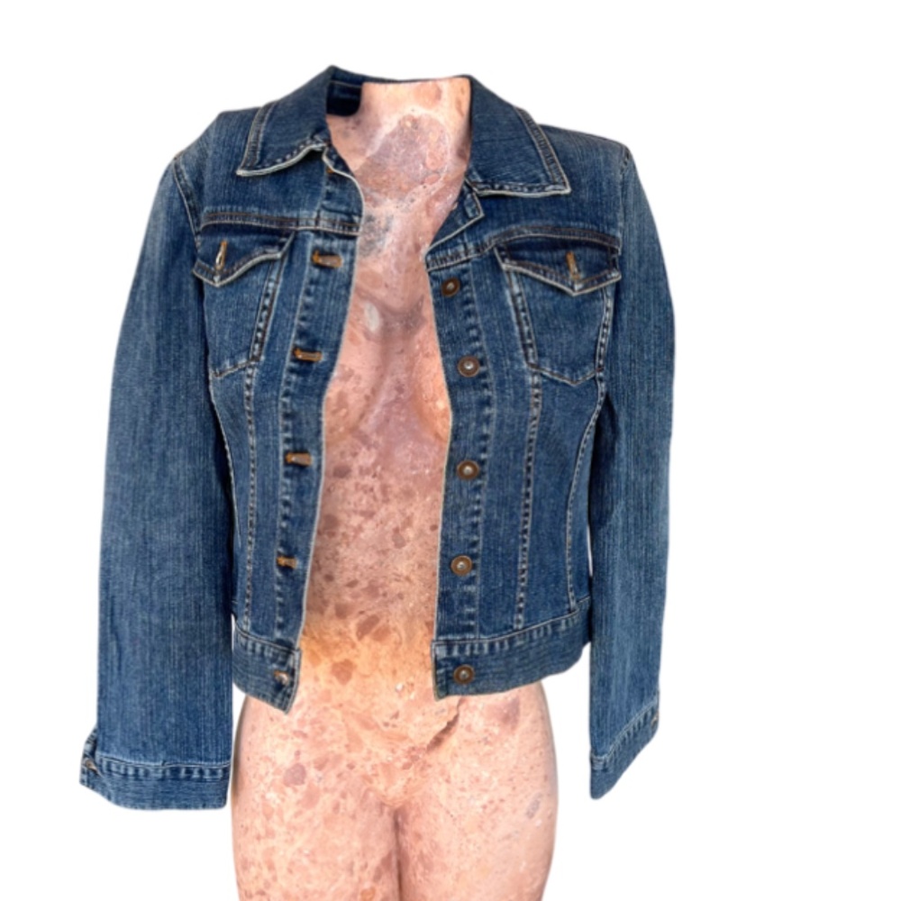 90s Long Sleeve Denim Basic Button Down Jean Jacket - Picture 10 of 11